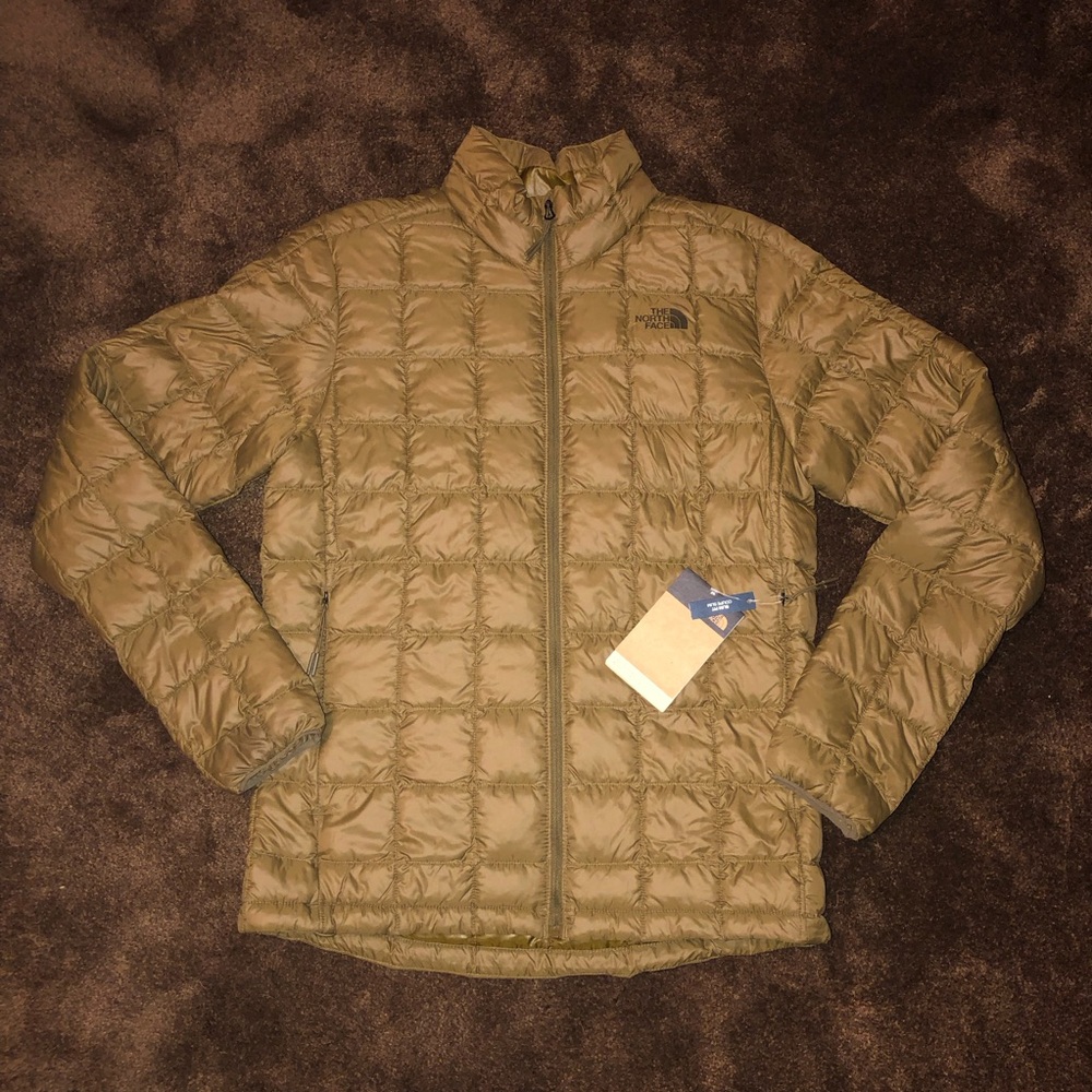 The North Face Mens Thermoball Eco Puffer Jacket Olive Green Small Full Zip Coat